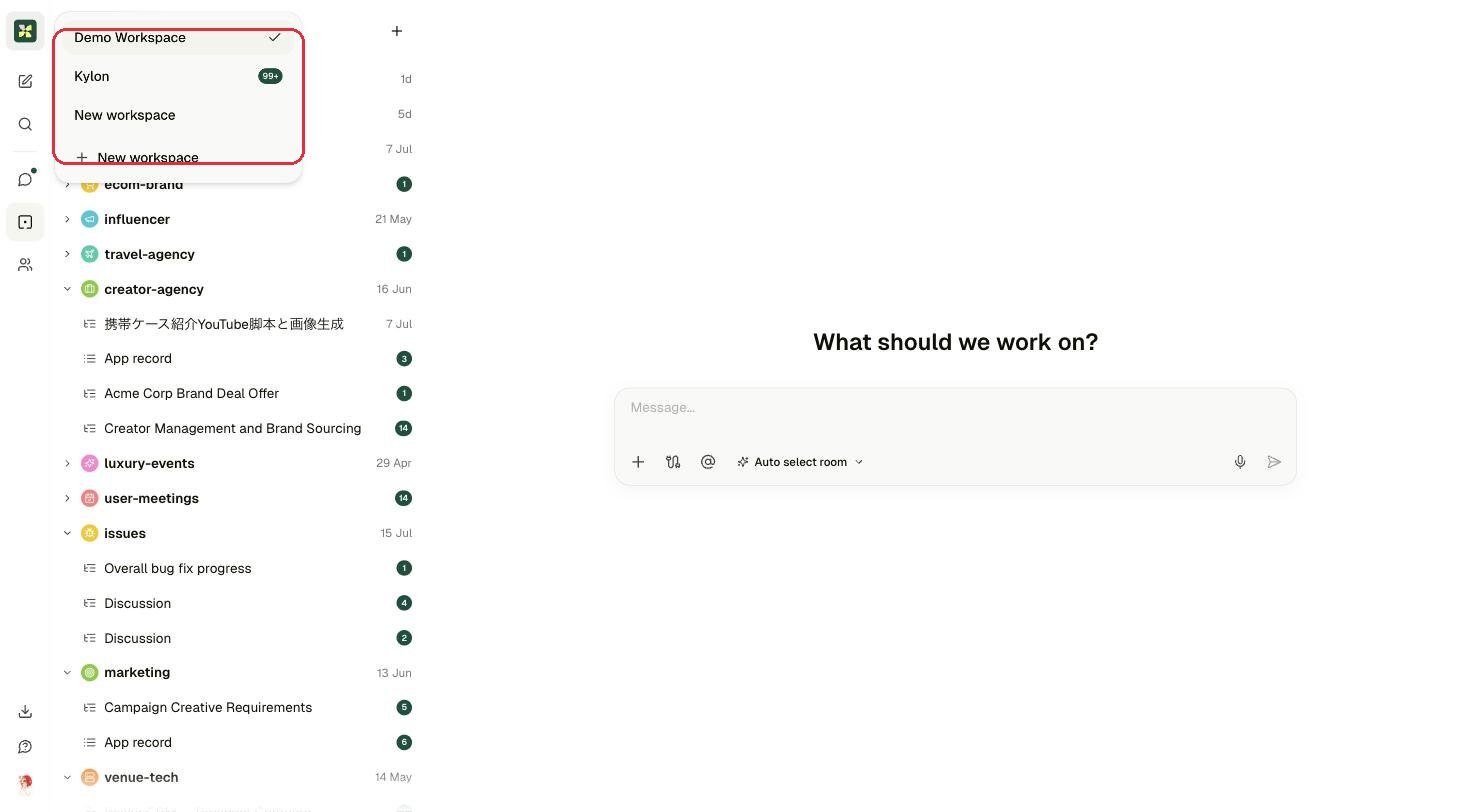 Workspace switcher menu